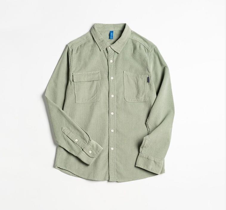 Spring and Autumn Corduroy Shirt Men's Trend All-match Ruffian Handsome Shirt Casual Fashion Solid Color Bottoming Shirt Jacket