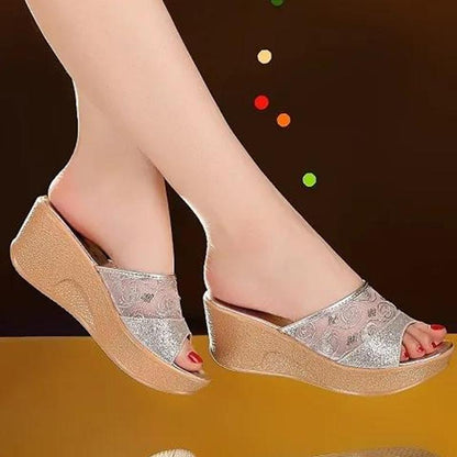 Ladies Summer Genuine Leather Slipper Outside Wear Korean Version Non-slip Wedge Sandals