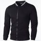 Jacket Zipper Stand Collar Jacket Men's Casual Solid Color Sports Plaid Cardigan Fashion Top