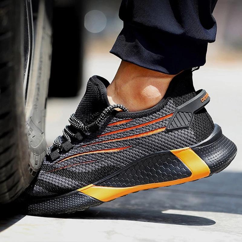 Men Safety Shoes Steel Toe Cap Anti-smashing Anti-piercing Men Work Shoes Fashion Lightweight Men Footwear