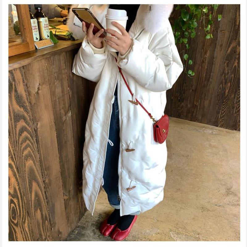 Down Jacket Winter Korean Fashion Big Fur Collar Mid-length Hooded Thick Warm Large Size Jacket Suitable for Women