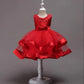 Girls Satin Princess Dress Puff Dress Flower Girl Dress Skirt Hand Beaded Multicolor Performance Costume Lace Mesh Sweet Dress