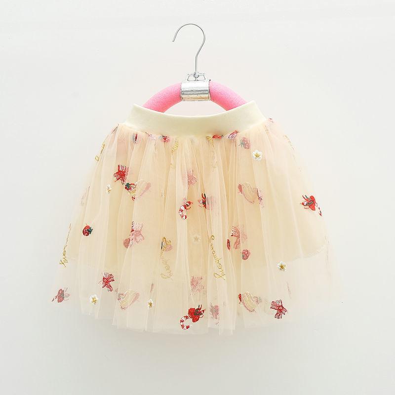 Children's Skirts Girl Baby Short Veil Lace Cute and Sweet Printed Embroidery Elastic Waist Princess Tutu A-line Skirt
