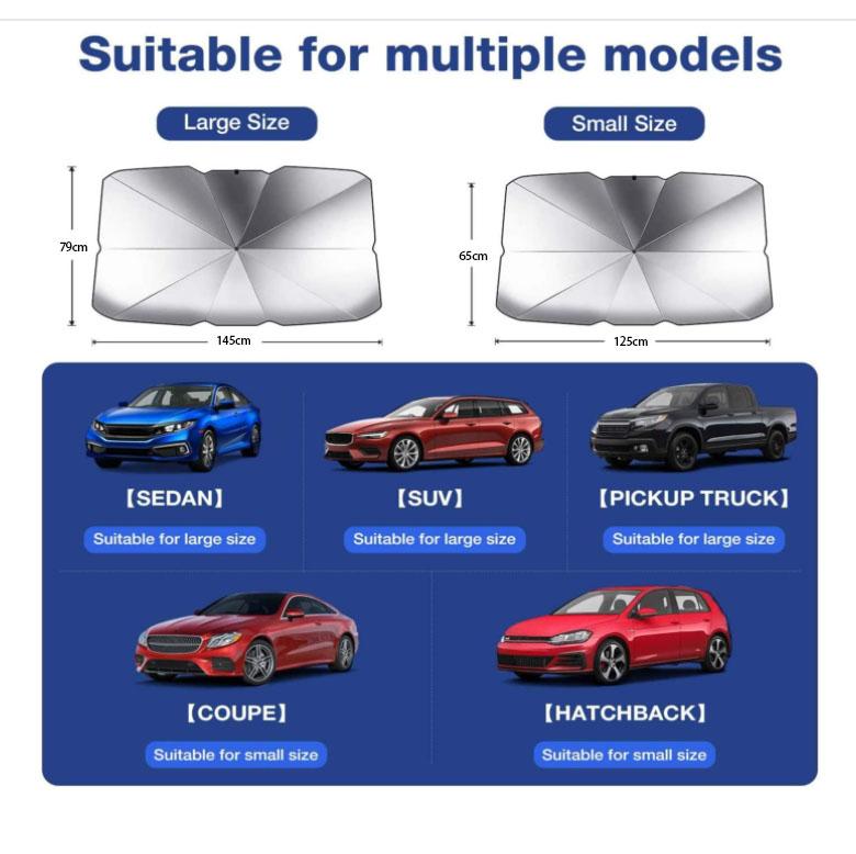 Car Windshield Umbrella UV and Thermal Sunshade Protector Foldable Reflector Umbrella, Suitable for Most Cars and Suvs