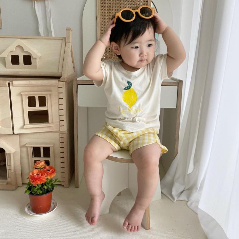 Kids Baby Girl Boy Clothes Set Tops Solid Cartoon Short Sleeve Shirt Crop Pants Summer Casual Outfit Sets Girls Boys 0-4Y
