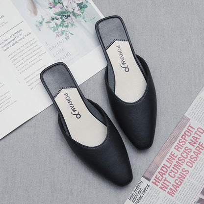 Korean Fashion Half Slippers Female Summer Wear Baotou Net Red Chic Lazy Single Shoes Wild One Pedal Female Slippers