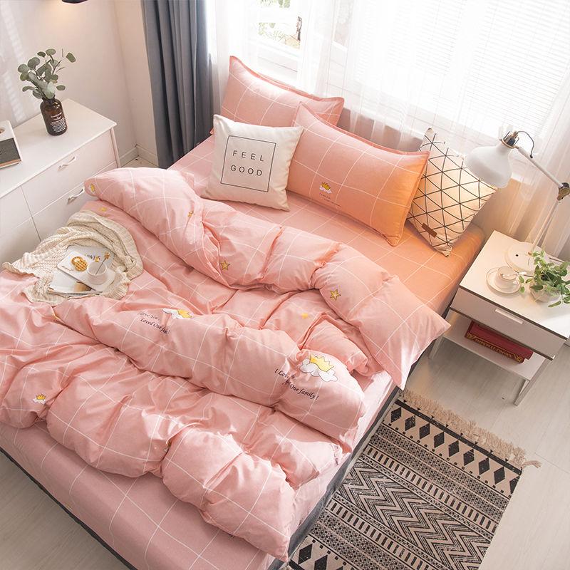Net Celebrity Four-piece Bedding Cartoon Bed Linen Quilt Sanding Three-piece Student Bedding