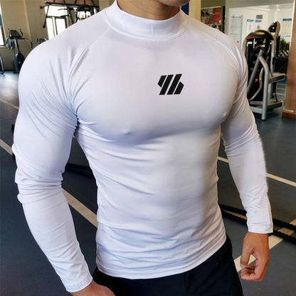 Long-sleeved Mid-high-neck Men's Long-sleeved Sportswear High-necked Tights Men's Bottoming Shirt Keeps Warm and Comfortable