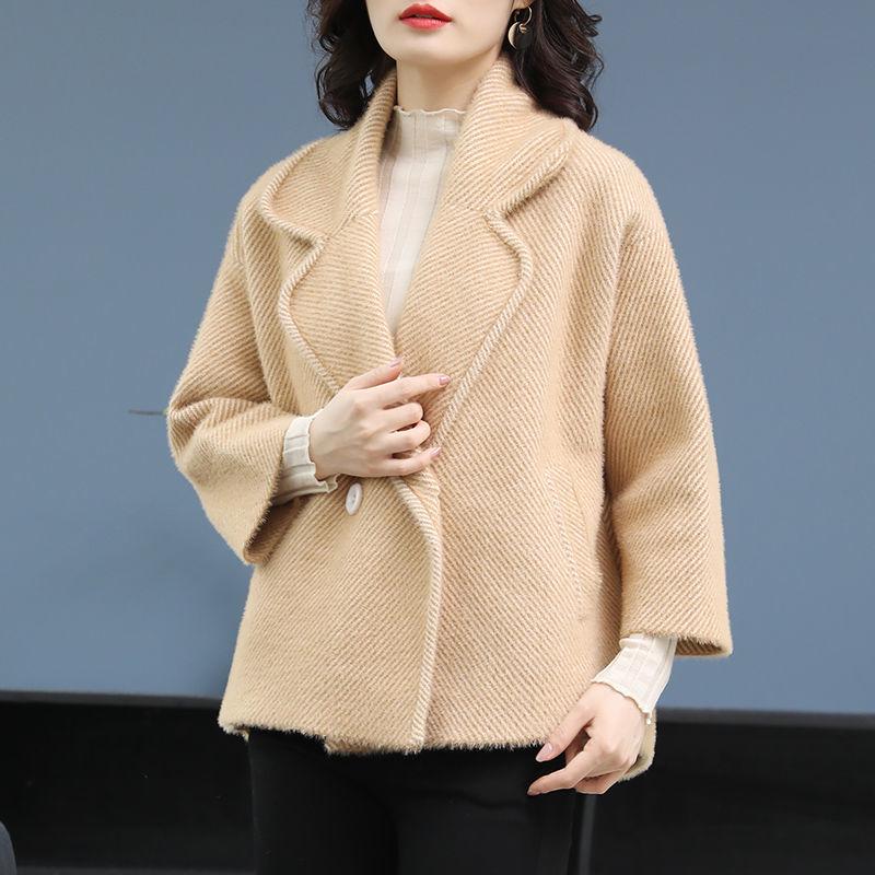 Autumn and Winter Fashion Knitted Cardigan Long Sleeve Lapel Thick Sweater Korean Plaid Jacket