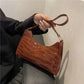 Exquisite Shopping Bag Niche Underarm Bag Women Retro Casual Women's Shoulder Bag Crocodile Grain Leather Solid Color Women's Chain Handbag