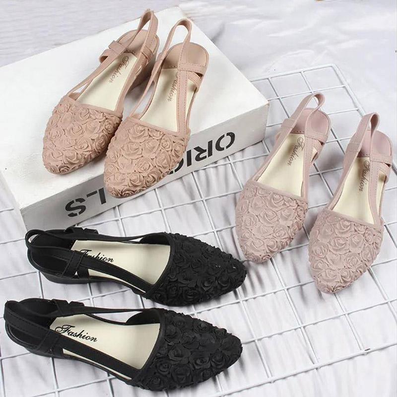 Casual Shoes Women's Pointed Toe Sandals Non-slip Outer Wear Low-top Waterproof Single Shoes
