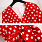 Summer Dress Plus Size Female Chiffon Dress V-neck Red Polka Dot Dress Pleated Ruffle Dress