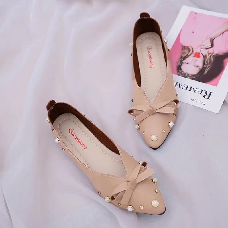 Bowknot Pointed Toe Flat Shoes Women's Soft-soled Shallow Slip-in Lightweight Flat-bottomed Shoes for Work Wear Women's Flat Shoes