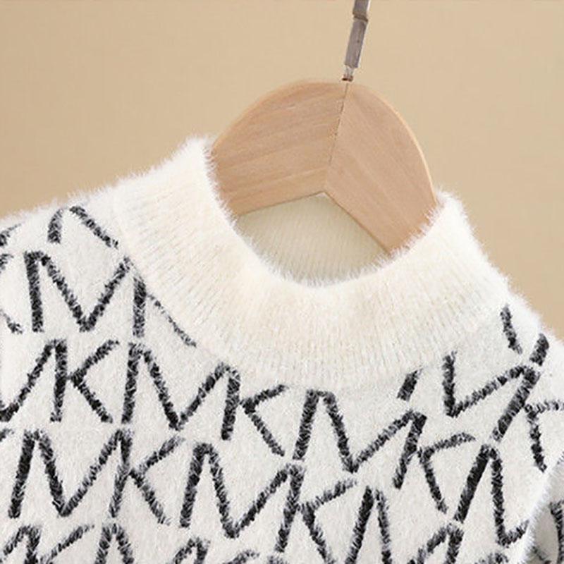 Children's Sweaters Mink Wool Thickening In The Autumn Winter Child Boy's Head Warm Sweater Render Unlined Upper Garment