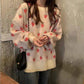 Autumn and Winter Knitted Strawberry Sweater Female Loose Round Neck Long Sleeved Sweater