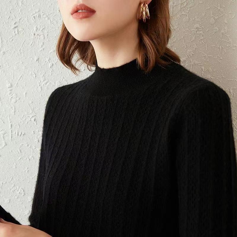 Sweater Women's Half Turtleneck Pullover Knitwear Korean Style Loose Pullover Pure Color Trending Sweater Autumn and Winter Top