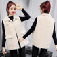 Spring and Autumn Short Lamb Hair Vest Women Fashion Casual Sleeveless Cardigan Sweater