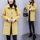 Fashion Lapel Mid-length Winter Women's Woolen Coat Korean Casual Coat Solid Color Button Coat