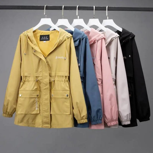 Vintage Stylish Pockets Oversized Plaid Jacket Coat Women Fashion Hooded Long Sleeve Loose Outerwear Chic Tops