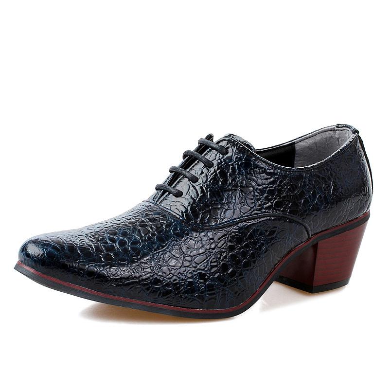 Men'S Leather Shoes Red 7Cm High-Heeled Casual Dress Shoes