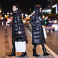 White Duck Down Jacket Women's Hooded Thickened Simple Long Over-the-knee Slim Coat
