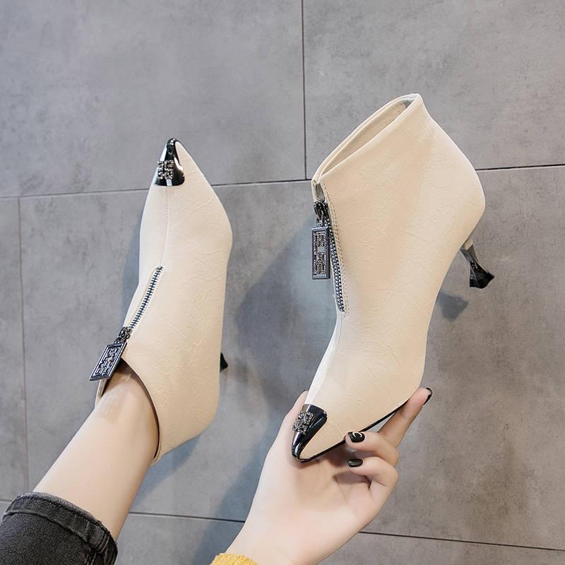 Ankle for Women Short High Heels Pointed Toe Boots Shoes Ladies Shoes