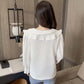 Women's Spring and Autumn Long Sleeve Shirts Large Size Loose Solid Color Doll Collar Tops