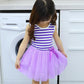 Girls Kids Rainbow Striped Tutu Dress Princess Sleeveless Mesh Dresses Summer Casual