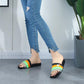 Slippers Female Summer Korean Fashion Crystal Rainbow Non-slip Thick-soled Non-smelly Feet Student Outdoor Soft-soled Beach Sandals Women