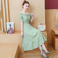 Summer One-shoulder Mid-length Dress Female French Waist Temperament Thin Fairy Skirt Gentle and Cute Retro Style Dress