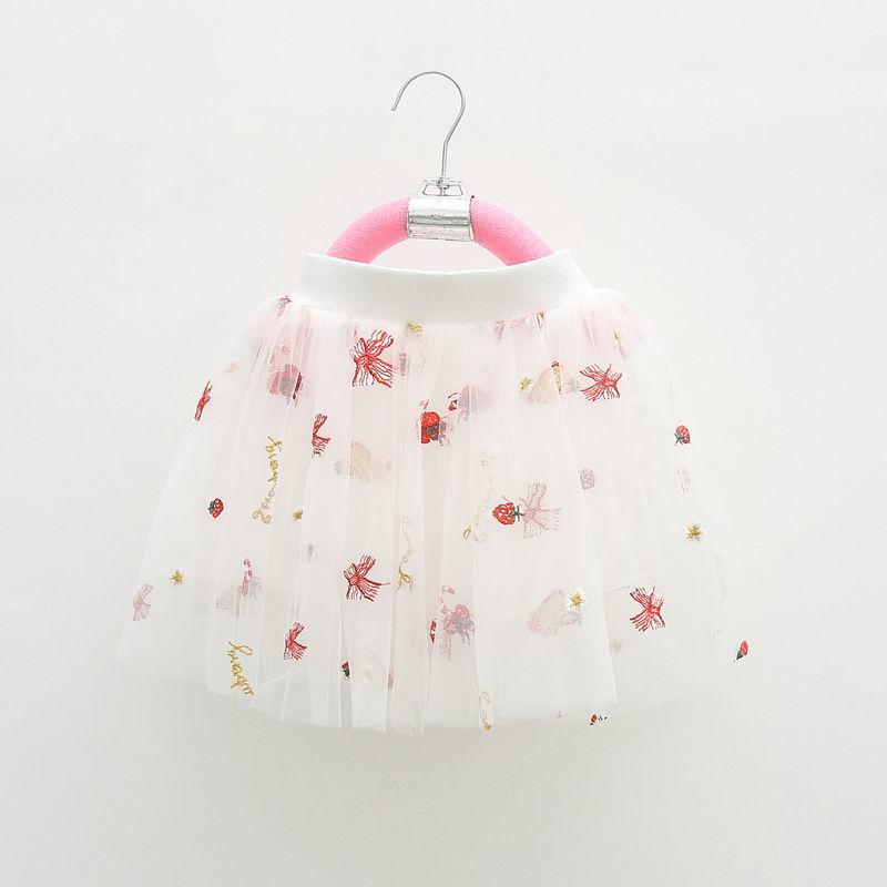 Children's Skirts Girl Baby Short Veil Lace Cute and Sweet Printed Embroidery Elastic Waist Princess Tutu A-line Skirt