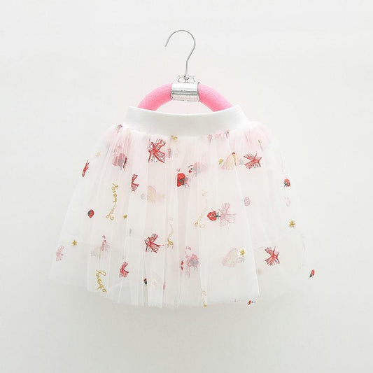 Children's Skirts Girl Baby Short Veil Lace Cute and Sweet Printed Embroidery Elastic Waist Princess Tutu A-line Skirt