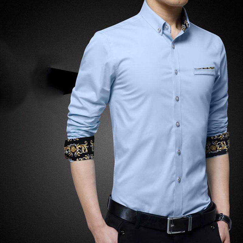 Men's Shirt Long-sleeved Slim Korean Fashion Trend Shirt Casual Business British Hair Stylist Clothes