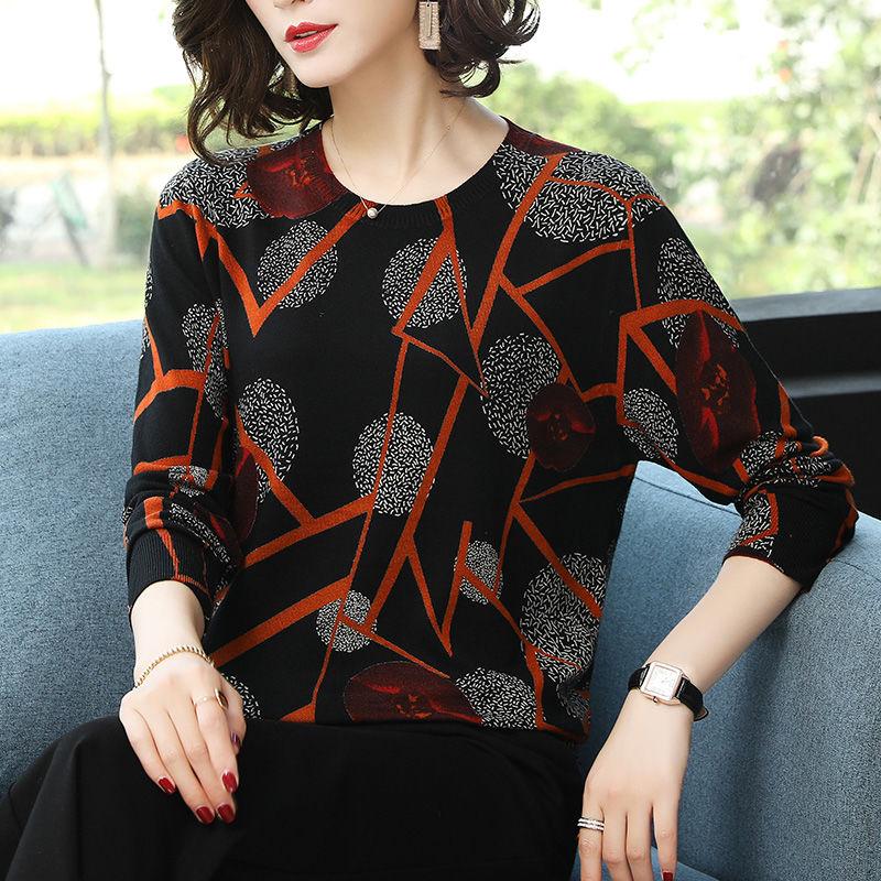 Spring  Autumn Women Short Polka Dot Printed Sweater OL Style Wool Sweater Warm Jumper Top Plus Size Pullover Sweater Outwear