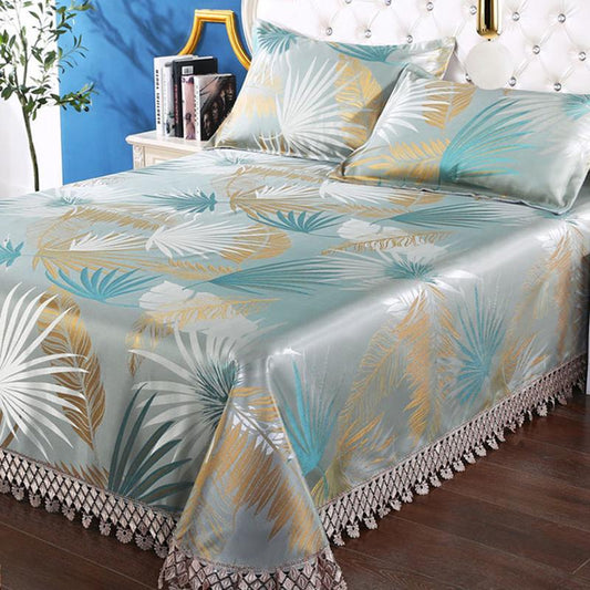 Summer Skin-friendly Ice Silk Mat Washed Folding Mat Sheet High-end Jacquard Double Lace Soft Mat