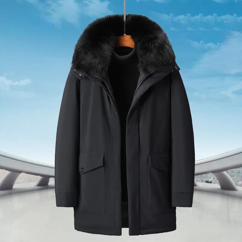 Winter Men's Down Jacket Thick Mid-length Winter Clothing Middle-aged and Elderly Thick Warm Jacket