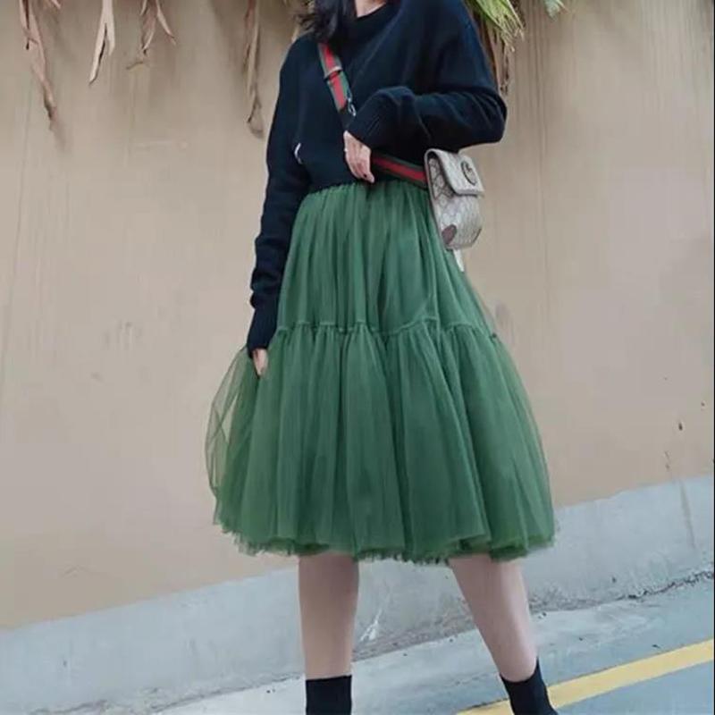 Women Veil Pettiskirt Tutu Skirt Plus Size Summer Ruffled Elastic Waist Sandy Beach Vacation Daily