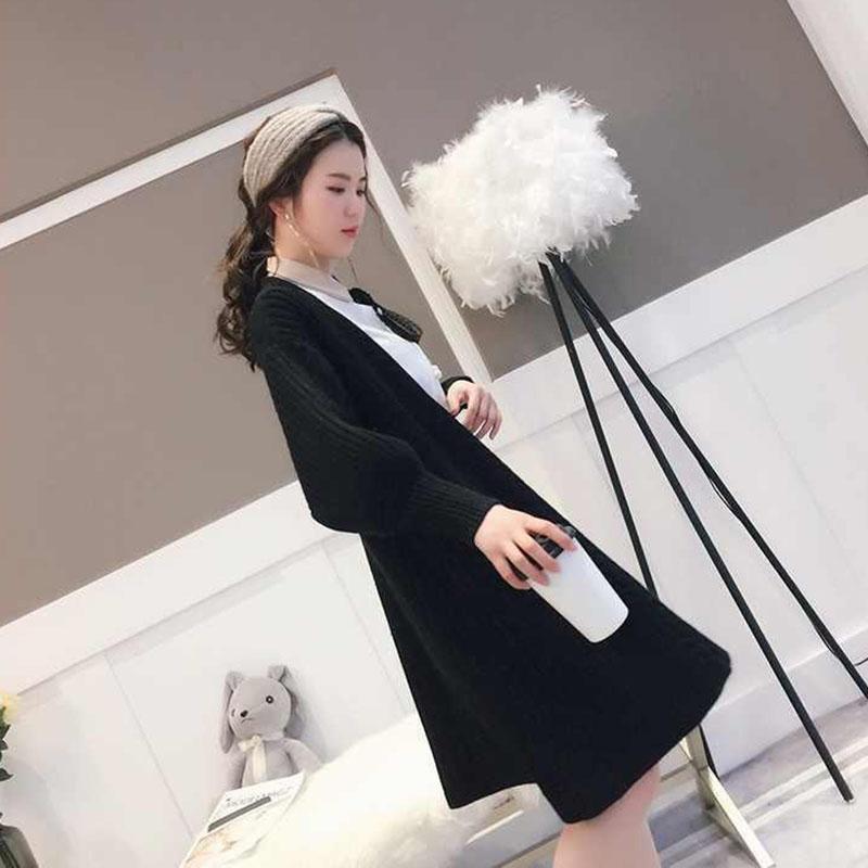 Spring and Autumn Loose Cardigan Sweater Mid-length Knitted Thicken Top Fashion Simple Female Jacket