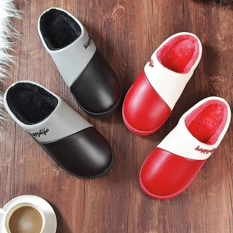 Women Winter Warm Fur Slippers Men Couples House Non-slip Soft Shoes Comfort Flat Heel Home Indoor Bedroom Zapatillas Casa Mujer