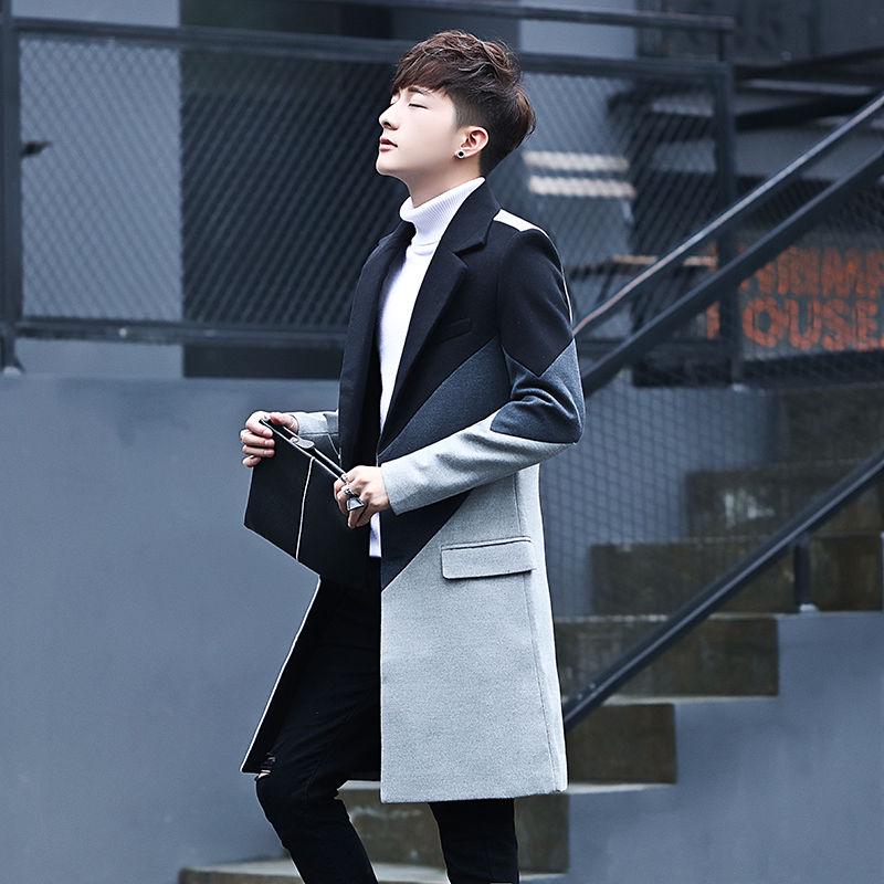 Winter Woolen Coat Men Leisure Long Woolen Coats Mens Casual Fashion Jackets Casual Men Overcoat
