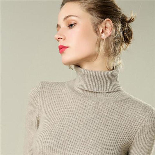 Warm Sweater High Collar Thick Sweater Female Autumn and Winter Sweater Long Sleeves