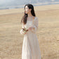Spring Summer Floral Dress Female Temperament Fresh Chiffon Over The Knee Dress Mid-length