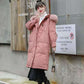White Duck Down Jacket Women's Mid-length Winter Ins Tide Korean Version of Loose Thick Warm Hooded Big Fur Collar Jacket