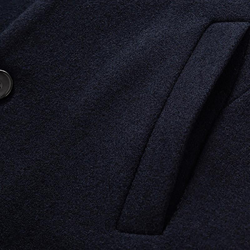 Woolen Trench Coat Winter Windbreaker Parkas Jackets Thicken Warm Plus Size Jacket and Coats Long Fashion Stand Collar Slim Men's Trench Windbreaker
