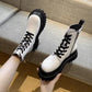 Martin Boots Children's Spring and Autumn Mid-tube Increase Wild Student Single Boots with Thick-soled Casual Knight Boots