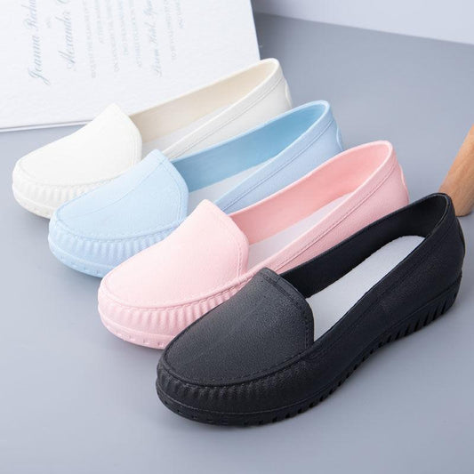 Rain Boots Women's Shallow Mouth Low-top Waterproof Rain Boots Comfortable Flat Non-slip Water Shoes Women's Nurse Shoes Peas Shoes
