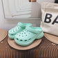 Baotou Slippers Women Wear Thick Soles To Increase Dad Non-slip High-heeled Sponge Cake Hole Shoes Beach Shoes Comfortable and Light