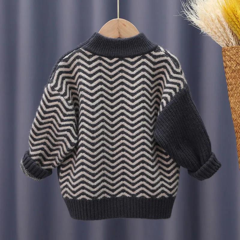 Children's Fall/winter Warmth Hooded Boy Sweater Fashionable Foreign Wild Baby Wool Sweater