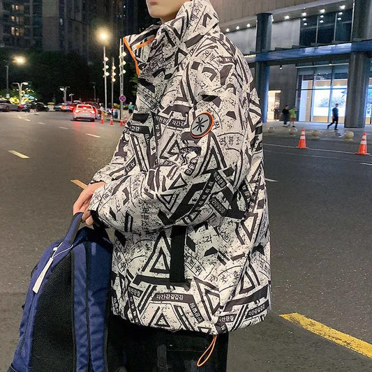 Cotton Jacket Men's Autumn and Winter Korean Style Trendy Handsome Loose Wild Thick Warm Stand-up Collar Padded Jacket
