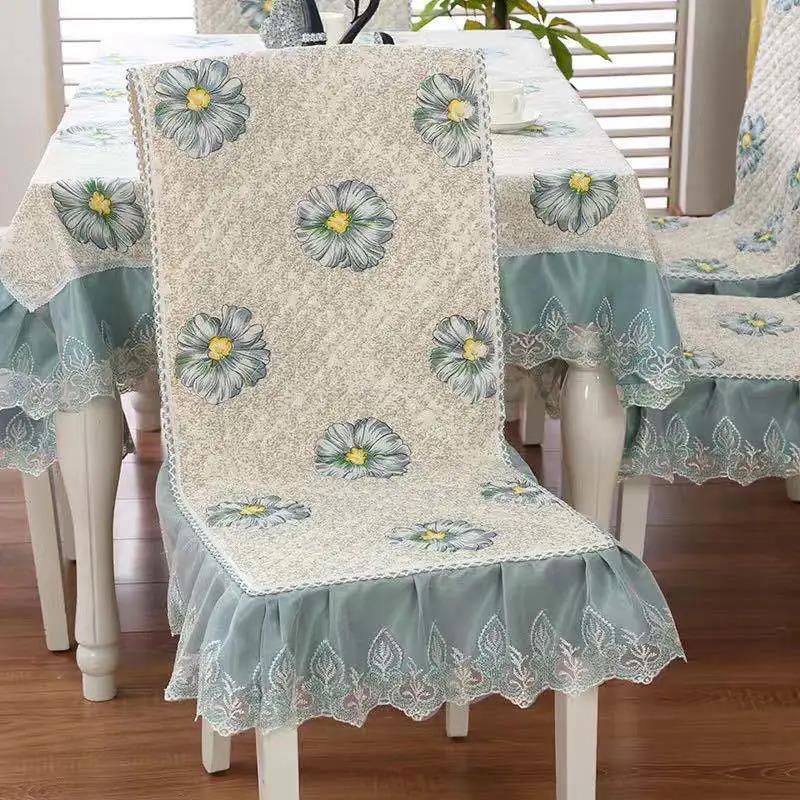 Cushion Integrated Set Chinese Lace Chair Cushion Household Simple Thickened Non-slip Dining Table and Chair Cover